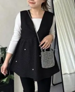 新品未使用☆prose verseパール装飾付きブラックベストL