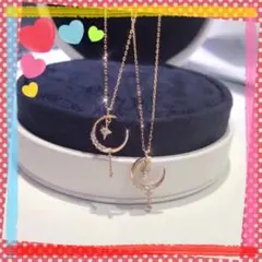 1u◌K18コーティングCZジルコニアムーンネックレス⭐︎レディース