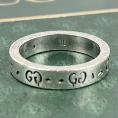 美品 GUCCI シルバー スカル ゴースト リング 銀 10号 ロゴ型押し