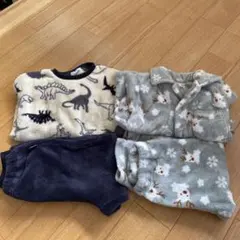恐竜柄と雪の結晶デザインのパジャマセット