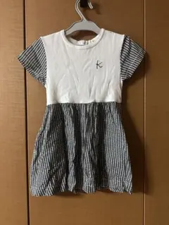 組曲　ギンガムチェック 半袖ワンピース Sサイズ