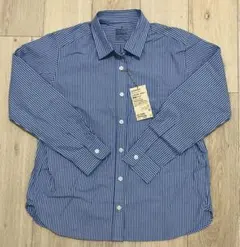 nonさま　無印良品　長袖シャツ M 青と白のストライプ