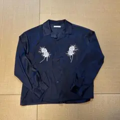 SENSE OF PLACE ネイビー花柄刺繍長袖シャツ