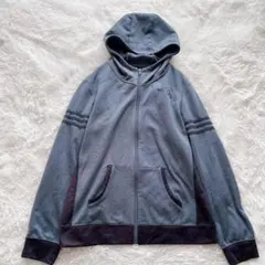 アディダス　フード付きパーカー　裏フリース　グレー