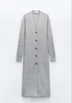 ZARAグレー ボタン付きロングカーディガン