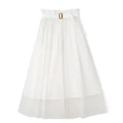 GRL ベルト付きチュールドッキングスカート[gm676] M オフホワイト