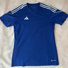 adidas ブルー/ホワイト　サッカーシャツ M