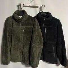 UNIQLO ブロックテックフリースジャケット M オリーブ ブラック2着セット
