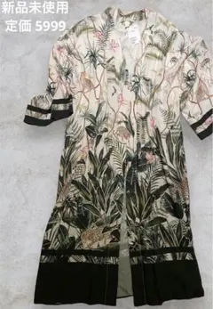 キモノガウン・ロングカーディガン・トロピカルプリント・リゾート・サマー H&M