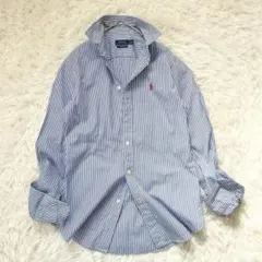 美品　ポロ ラルフローレン ストライプシャツ 長袖 コットン ポニー刺繍　春