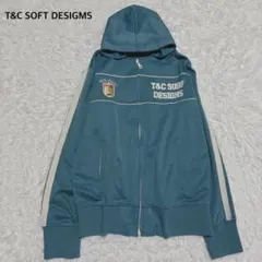 T&CSURFDESIGNS♢ジップアップパーカー ブルー Y2K ヴィンテージ