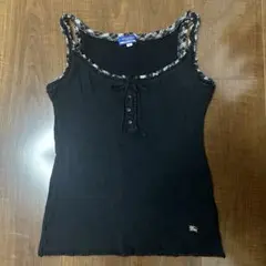 バーバリーブルーレーベル ノースリーブ カットソー ニット ノバチェック 黒