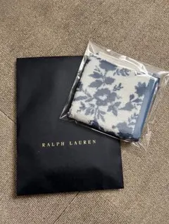 【新品未使用】Ralph Lauren 花柄ハンカチ ネイビー/ホワイト