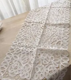 ヴィンテージバテンレース　テーブルセンター ドイリー　ホワイト 刺繍