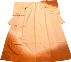 《9K135》訪問着・付下 着物 正絹 袷 ピンクオレンジ 対象身長~160㎝