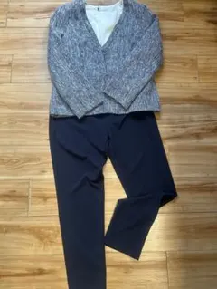 ネイビー ツイード風 パンツスーツ 3点セット【新品】卒業式・入学式ママ