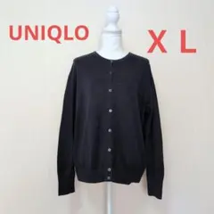 ユニクロ　UVカットクルーネックカーディガン(長袖)レディース ネイビー　ＸＬ