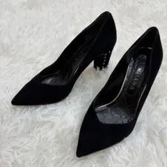 【美品】DIANA ダイアナ パンプス スエード 黒 スタッズ 22.5cm