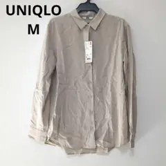 【新品】ユニクロ　レーヨンブラウス　長袖　Mのサムネイル