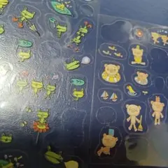 透明クマ&カエルのシール2シート　生き物　アニマル　動物　カワイイ　平成レトロ