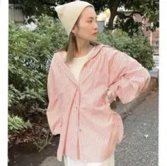 Ungrid ストライプルーズシャツ　オレンジ