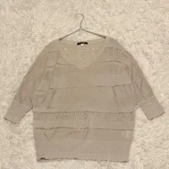 MICHEL KLEIN 早い者勝ち 麻混 ラメ入り透かし編みニット 38のサムネイル