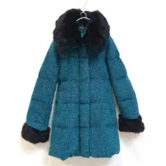 希少カラー&ボリューム✨ラビットファー襟・袖口 ダウンコート ターコイズブルー