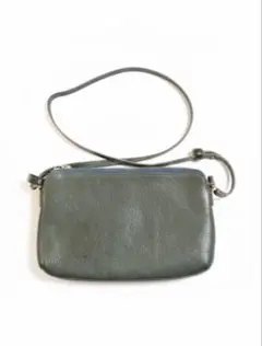 ☆値下☆ ダークグリーン レザー ショルダーバッグ（フラットタイプ）