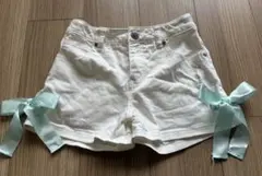 【美品】JENNI LOVE リボン付きホワイトハーフパンツ 150cm