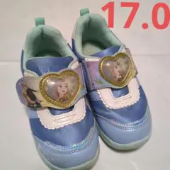 エルサ デザイン スニーカー 青　アナ雪　光る靴　17.0cm　17cm