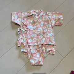 ピンク 花柄 甚平 ~95cm