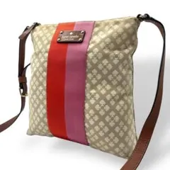 美品 604 ケイトスペード ショルダーバッグ 総柄 赤 ピンク ベージュ