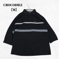 美品✨️CROCODILE クロコダイル【M】配色 ボーダー 七分袖 ポロシャツ