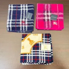『新品』Burberry チェック柄 タオルハンカチ 2枚 大判ハンカチ 1枚