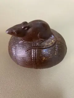 備前焼】干支俵鼠香合 茶道具（作者不明・木村陶峰氏の作風に類似