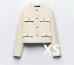 ZARA ノーカラージャケット クロップドブレザー