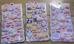 シール　おしりシール　立体　動物　もちもち　三枚セット