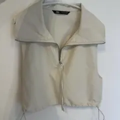 ZARA ベージュ ジップアップベスト M