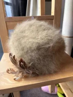 フワフワのアンゴラ帽子　ニュアンスベージュ