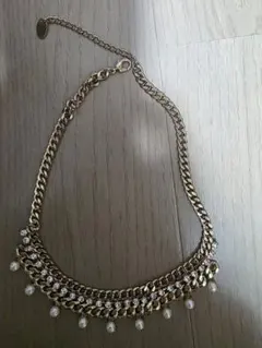 ゴールド チェーン ネックレス クリスタル パール