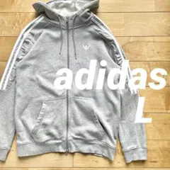 ★adidasアディダスフルジップスウェットパーカーLサイズグレー