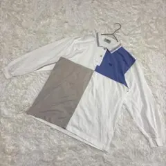 CROCODILE カラーブロック 長袖ポロシャツ Lサイズ　形状安定加工メンズ