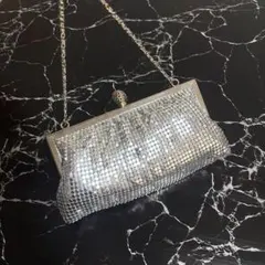 キラキラ輝く シルバー メタル スパンコール クラッチバッグ パーティーバッグ