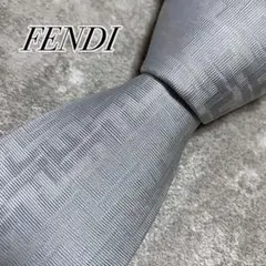 【未使用に近い】　FENDI フェンディ　ネクタイ　ズッカ柄　イタリア製　水色系