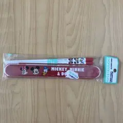 ディズニー ミッキ ーマウス 箸 & 箸ケース 赤
