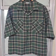 【新品・未使用】GU チェック柄 半袖シャツ グリーン L タグ付きのサムネイル
