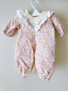 キムラタン　花柄フリル付きロンパース　カバーオール