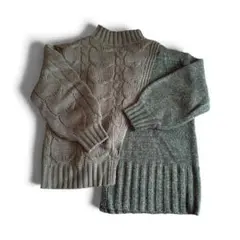 AZUL BY MOUSSY ケーブルニットセーター グリーン系