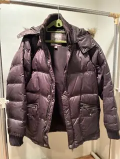 lasulaフード付きダークブラウンダウンジャケット