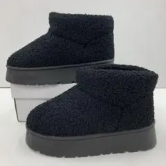 新品★レディース★Lサイズ★裏ボア プードルボア 厚底ブーツ 黒 574